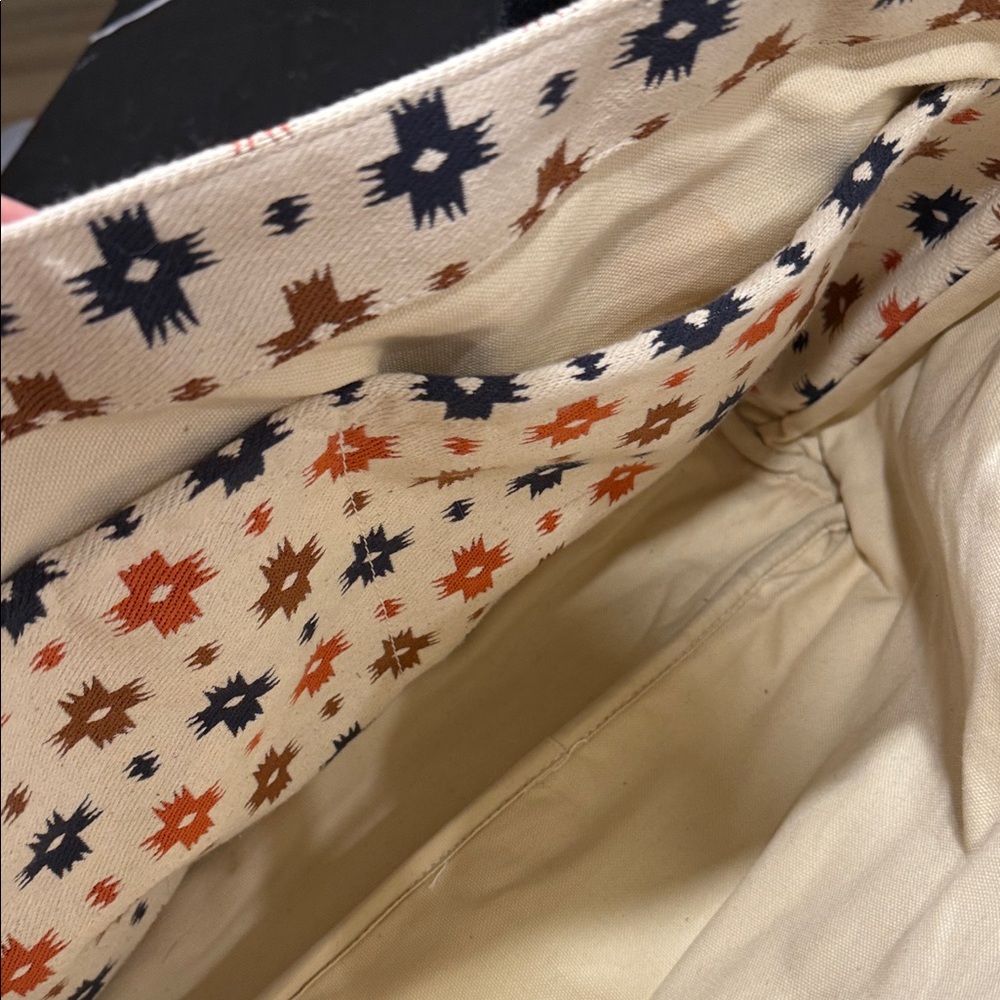 Pendleton Star Pattern Tote and Pouch - Cream, Navy, Orange, Brown - Picture 2 of 3